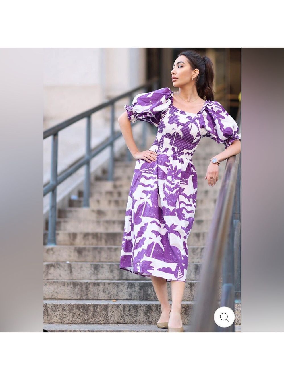 NEW Jessie Zhao Malie Smocked Purple Midi Dress Size Small